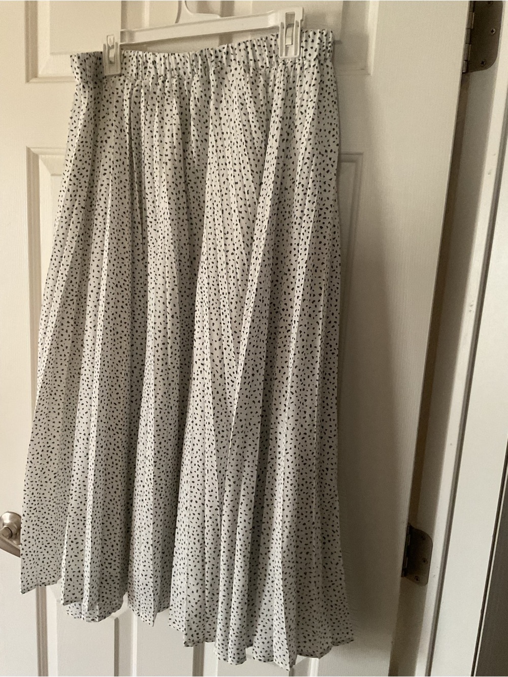 a new day White Midi Skirt with Black Polka Dots